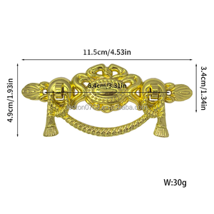 Accessoires de rangement en stock : Poignée de tirage métallique durable pour armoire, en alliage de zinc, couleur laiton antique et doré, 115 x 50 mm - Product Image 6