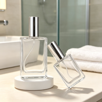 Flacon de parfum vide en verre transparent carré, atomiseur de parfum rechargeable, flacon cosmétique pour emballage de parfum et d'huiles essentielles