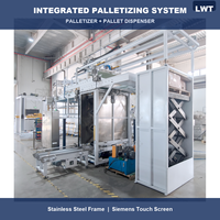 Palettiseur entièrement automatique LWT pour ligne de production de conserves de cornichons, 2600 boîtes par heure avec distributeur de palettes en acier inoxydable