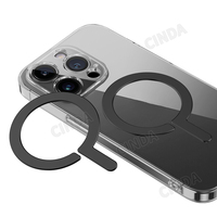 Adhesivo de anillo magnético negro Premium Compatible con iPhone para Samsung Otros anillo adaptador de carga inalámbrica para teléfono móvil Acc