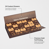 Boîte de calendrier de l'avent de Noël personnalisée de 24 jours, emballage cadeau rigide de qualité supérieure en gros pour les friandises de Noël, les chocolats, les macarons