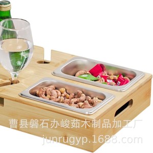 Wooden Sofa Snack Box With Compartments For Fruit Dried Fruit Drinks <b>TV</b> Viewing Living Room Use - Product Image 5