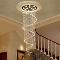 Lustre d'escalier en spirale Duplex, lampe en cristal, Long lustre de Villa, lustre de salon, lustre de pluie