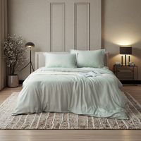 Parure de draps ajustés 100 % eucalyptus, design uni tissé rafraîchissant, luxe pour la maison et l'hôtellerie