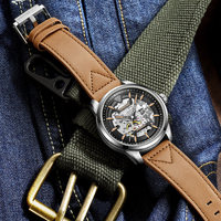 Montre mécanique automatique pour homme Mark Fairwhale, design vélo, mouvement squelette visible, montre-bracelet sport FW-6230