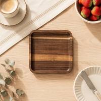 Plateau de service carré en bois d'acacia 17 cm, petit plateau à thé, à collation ou à dessert, logo personnalisé, vente en gros