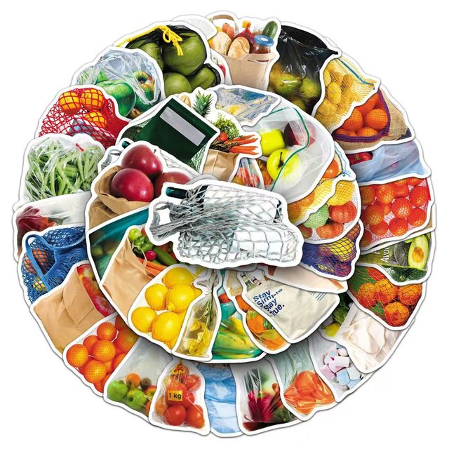 50pcsvarious Colorful And Delicious Foods Cartoon Pvc Waterproof Stickers , Diy Decoration For Phone Cases And Laptops
