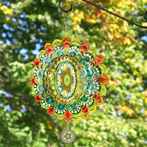 Wholesale Garden Ornaments 3D Wind Spinner Mandala,Colorful Custom Shape Wind Spinners <b>Ball</b> Bearing Garden Decoration Mandala - Product Image 5