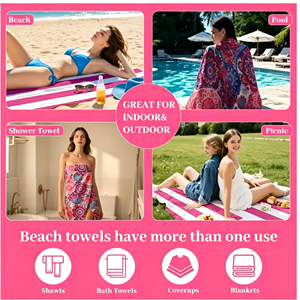 Serviette de plage d'été en microfibre à imprimé tortue, double face en velours, séchage rapide pour la natation et le bain - Product Image 3