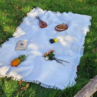 Amity Couverture de voyage pliante Nappe en lin Tapis de pique-nique Outdoor Camping Solid Size Customizable Cotton Polyester Sofa Blanket
