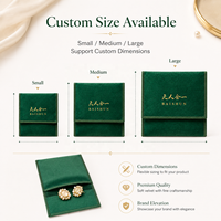 Pochette en velours vert émeraude double face avec logo personnalisé, anti-rayures, douce, porte-cartes à bijoux, emballage cadeau OEM pour bougies