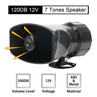 Alarme d'avertissement de voiture à 7 tons mégaphone 7 sons 120DB MIC fort klaxon de voiture 12V 100W sirène klaxon d'air haut-parleur avec prise allume-cigare