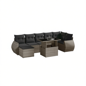 Set Divano da Giardino Modulare in Polyrattan Grigio 6 Posti Arredamento da Esterno Design Contemporaneo - Product Image 1