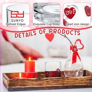Vasos de 13.5 oz con Forma de Corazón, Vasos de Vino sin Tallo Estilo Antiguo, Vasos con Iconos del Día de San Valentín para Jugo, Whisky, Cócteles y Café - Product Image 3