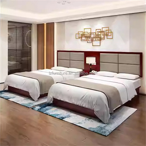 Commercial 3 Star Hotel Bedroom Furniture Set Complete King Size Bed with Upholstered Headboard Nightstand TV Stand <b>Wardrobe</b> - Product Image 3