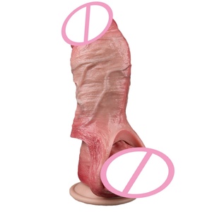 ORALSX Realistic Hollow Penis Sleeve Cock Girth Enlarger Device Stretchable Condom Silicone Sex <b>Toys</b> <b>for</b> Adult <b>Men</b> Play Pleasure - Product Image 5