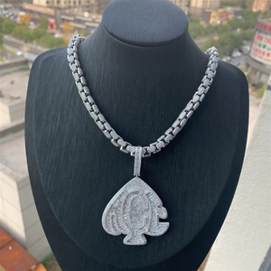 Collar con colgante de letra inglesa New Heart de cobre, estilo Hip Hop, para hombre, venta al por mayor, para comercio exterior europeo-americano - Product Image 6