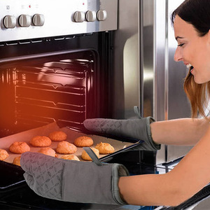 Gants de cuisine antidérapants en silicone et fibre de verre, isolants thermiques, épais, résistants aux micro-ondes et aux hautes températures - Product Image 4