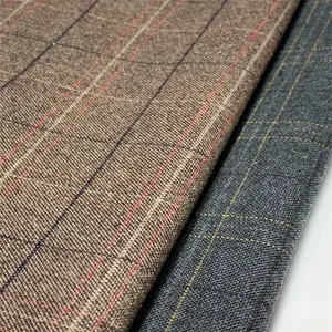 Sunplustex Yarn Dyed Plaid 4 Way Elastic Polyester Rayon Brushed TR Man Suit Fabric For Pants Blazer Uniform Skirt Suiting