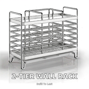 Single Wall-Mounted Stainless Steel Modern Simplicity <b>Kitchen</b> Countertop Tableware Rack <b>Storage</b> <b>for</b> Dinnerware Chopsticks Knife - Product Image 2