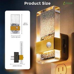 Veilleuse LED LOHAS à détecteur de mouvement, à brancher, 0-100lm, intensité réglable, en acrylique, activée par le mouvement, pour couloir et salle de bain - Product Image 2