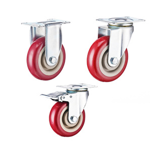 Ruedas Giratorias de Poliuretano Resistentes de 3, 4 y 5 Pulgadas, Color Rojo, para Sala de Estar, Oficina y Baño - Product Image 2