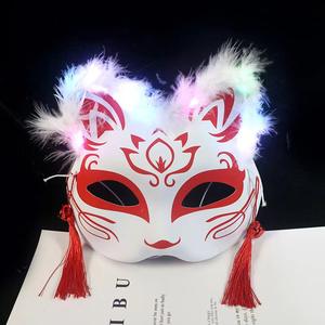 Umweltfreundliche DIY-Dekoration Glitzerndes Federn Fuchs-Halbgesicht Katzen-Animation antike Maske Kindermaske für Party Urlaubsvorrat - Product Image 4