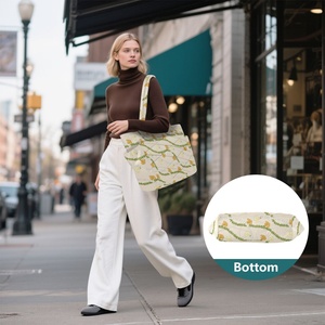 Hawaii Puakenikeni <b>Lei</b> Handbags Laptop Compartment Quilted Polyester Ladies Women Casual Custom Print Tote Bag with Side Pocket - Product Image 5