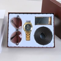 Cadeaux d'affaires personnalisés pour hommes, lot de 4 pièces, montre étanche, porte-clés, ceinture, lunettes de soleil, cadeau pour hommes
