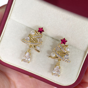 Orecchini pendenti a forma di albero di Natale per donna, graziosi accessori per le orecchie da indossare ogni giorno durante le festività - Product Image 6