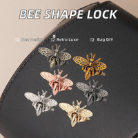 Fermoir de sac en métal en forme d'abeille avec cadenas à combinaison, style luxe rétro, pour sacs en cuir, sacs à main, pochettes et accessoires de bricolage