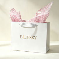 Sac cadeau de luxe en papier d'art avec poignée en ruban pour bijoux de mariage, montres et lunettes, idéal pour la vente au détail, avec papier de soie