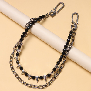 Punk Metal Studded Bead Double Layer <b>Waist</b> <b>Chain</b> Zinc Alloy Fashion Pants <b>Chain</b> Daily Wear - Product Image 3