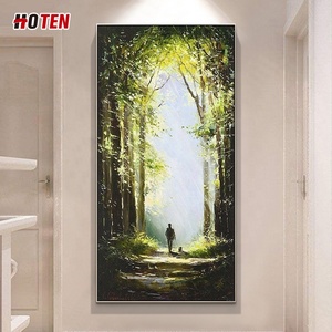Peinture à l'huile sur toile de paysage moderne peinte à la main de taille personnalisée, soleil brillant dans <span class=keywords><strong>les</strong></span> bois, belle œuvre d'<span class=keywords><strong>art</strong></span> décorative - Product Image 4