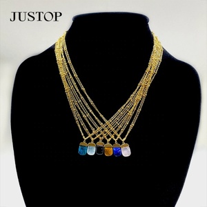 Collar con Colgante de Acero Inoxidable al por Mayor de China, Collar con Cadena de Moda con Cristal Curativo Geométrico Chapado en Oro Personalizado - Product Image 2