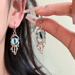 Nouvelles boucles d'oreilles pendantes bleues en forme d'œil <span class=keywords><strong>pour</strong></span> femmes, ensemble collier et boucles d'oreilles œil de personnalité, bijoux - Product Image 1