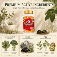 OEM CoQ10 200mg Softgels avec Shilajit PQQ Formule triple action-Complément alimentaire énergétique pour la santé cardiaque