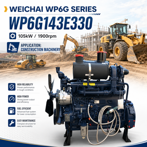Moteur <span class=keywords><strong>diesel</strong></span> refroidi par eau SCDC Weichai WP6G143E330 143HP 105kW/1900tr/min pour machines industrielles de construction, bulldozer 140Ps. - Product Image 2