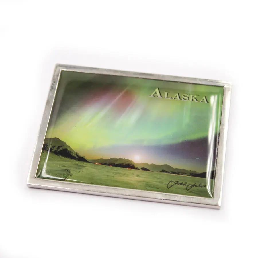 Souvenir Alaska Aurora rechteck epoxy beschichtete aufkleber kühlschrank magnet