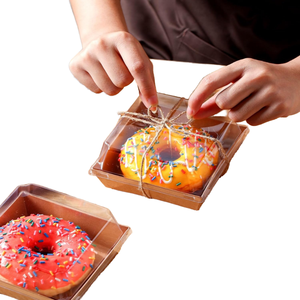 Aseptic Eco-Friendly Cardboard <b>Paper</b> <b>Boxes</b> Transparent Square Cake Box Sandwich Packaging Box Dessert Box with Custom Design - Product Image 1