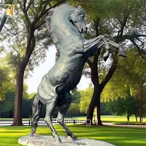 Buitenpark Tuin Gazon Decoratie Levensgroot Koper Bronzen Springend Paard Standbeeld - Product Image 6