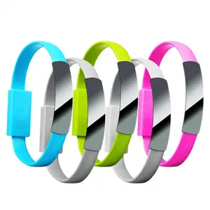 Mini Short Flat Bracelet Micro USB 2.0 Sync Data Charger Cable for Android Phones Women Men Casual 2 in 1 Wristband Bracelet
