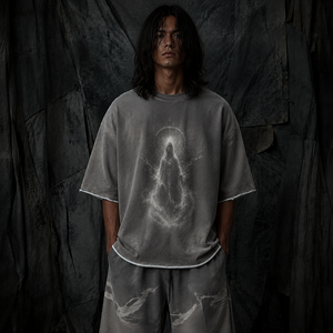 T-shirt sérigraphié OEM 400 g/m² en coton épais 100 % délavé à l'acide, coupe oversize Panteras - Product Image 2