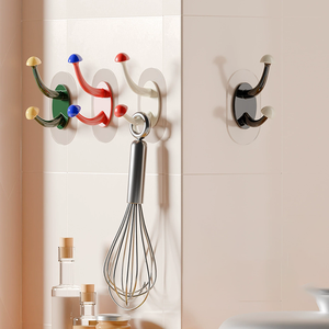 Crochets muraux multifonctionnels modernes en plastique colorés et mignons en forme de champignon, autocollants pour chambre et cuisine - Product Image 5