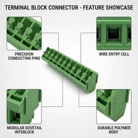 Borniers universels droits 5,0 mm 10P JL103 pour connexions électriques