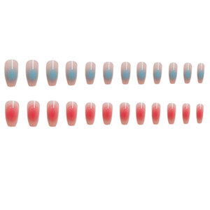 Faux ongles à presser effet nude, dégradé rose et bleu brillant, 24 pièces, réutilisables, pour adolescentes, usage quotidien, travail, <span class=keywords><strong>vacances</strong></span> - Product Image 4