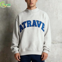 Sweat-shirt à col montant brodé en coton épais de haute qualité, coupe oversize à épaules tombantes pour hommes