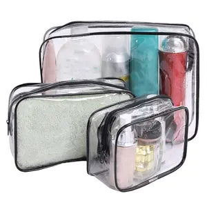 customized Clear Wash Toiletry Zipper Makeup Bag Transparent PVC Cosmetic Bags PVC make up bag