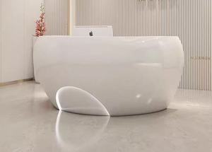 Curved bar Custom Fiberglass Creative Cashier Company Front Desk Beauty Salon <b>Paint</b> Special-shaped Service Reception Desk - Product Image 3