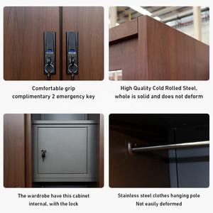 Muebles <span class=keywords><strong>de</strong></span> Dormitorio, Armario <span class=keywords><strong>de</strong></span> Metal con Puerta Corredera Espejada, Acabado en Color Nogal, Armarios <span class=keywords><strong>de</strong></span> Acero con Aspecto <span class=keywords><strong>de</strong></span> Madera, Personalizados - Product Image 5